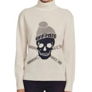 360 Cashmere Off Piste Skull Turtleneck Sweater, M